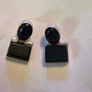 .925 Sterling Silver & Black Onyx  Earrings